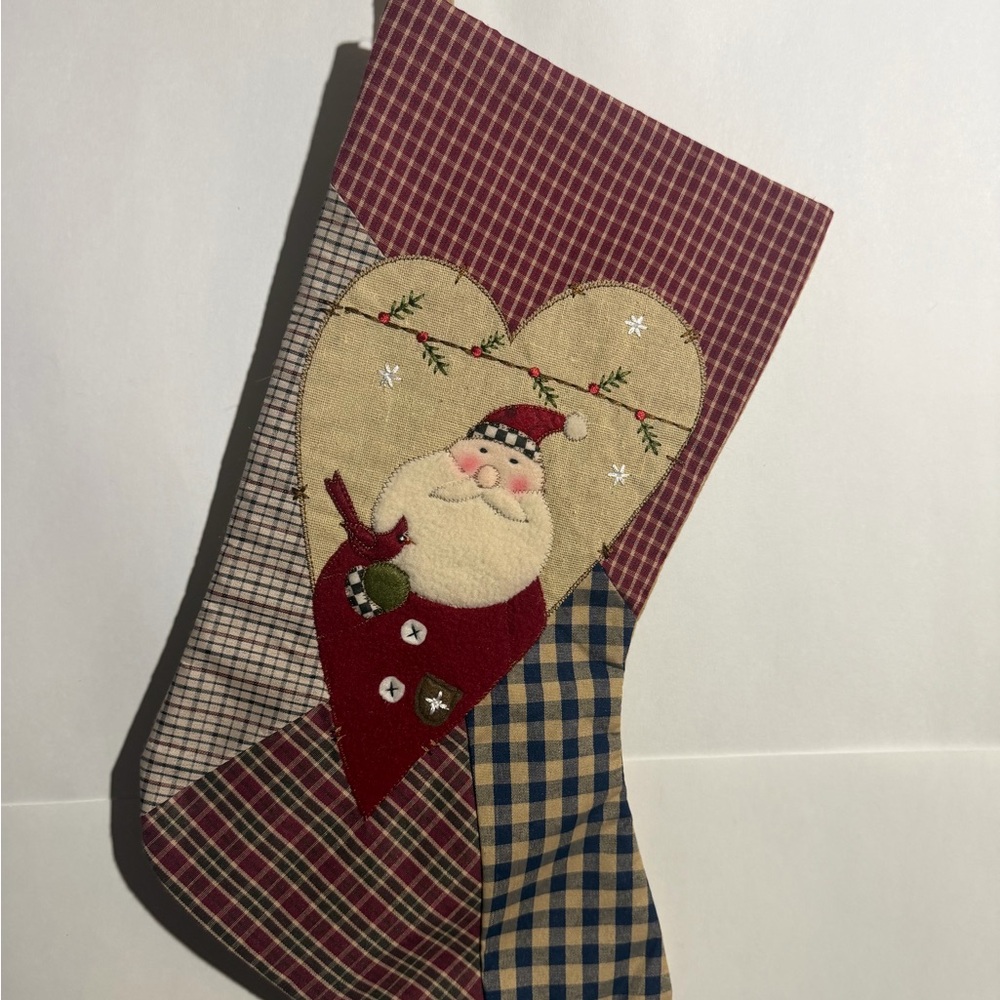 Festive Santa Patchwork Christmas Stocking